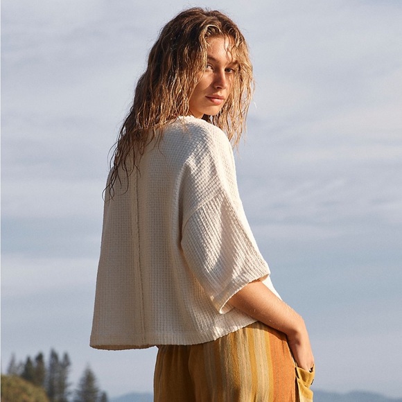 Cream Free People Sundaze Woven Tee - Picture 2 of 5